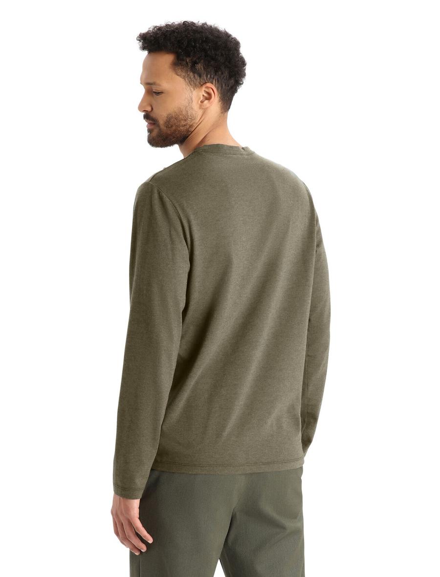 Loden Icebreaker Merino Central Classic T-Shirt Canopy Camper Men's Long Sleeve | AU 1225DFMN